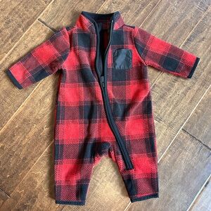 Old Navy Fleece Plaid Onesie, 0-3m